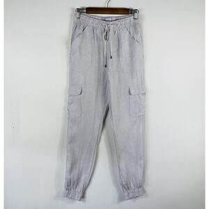 Nicole Miller Pants Small Tan Linen Pull On Cargo Joggers